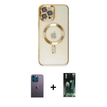 MARSİLYAN™- iPhone 12 Pro Max Kılıf Nova Işık Özel Seri - Siyah 360 Mat Full Body Arka Koruyucu + Neon Fosforlu Kamera Lens - MI
