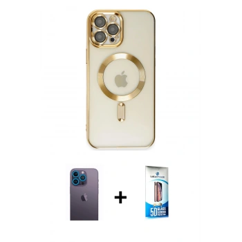 MARSİLYAN™- iPhone 12 Pro Max Kılıf Nova Işık Özel Seri - Siyah 5D Eko Cam Ekran Koruyucu + Neon Fosforlu Kamera Lens - MI