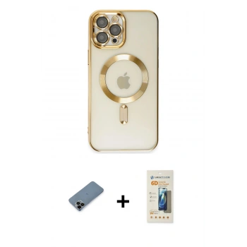MARSİLYAN™- iPhone 12 Pro Max Kılıf Nova Işık Özel Seri - Siyah 6D Mat Seramik Hayalet Nano Ekran Koruyucu + Shine Kamera Lens Koruma Cam - SH