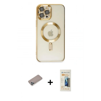 MARSİLYAN™- iPhone 12 Pro Max Kılıf Nova Işık Özel Seri - Siyah 6D Mat Seramik Hayalet Nano Ekran Koruyucu + Shine Kamera Lens Koruma Cam - SABE