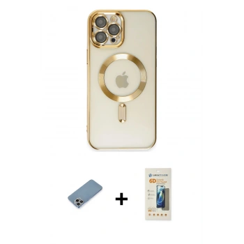 MARSİLYAN™- iPhone 12 Pro Max Kılıf Nova Işık Özel Seri - Siyah 6D Mat Seramik Hayalet Nano Ekran Koruyucu + Shine Kamera Lens Koruma Cam - GI