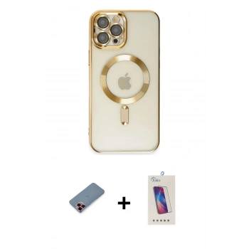 MARSİLYAN™- iPhone 12 Pro Max Kılıf Nova Işık Özel Seri - Siyah Joko 5D Cam + Metal Kamera Lens Koruma Cam - KI