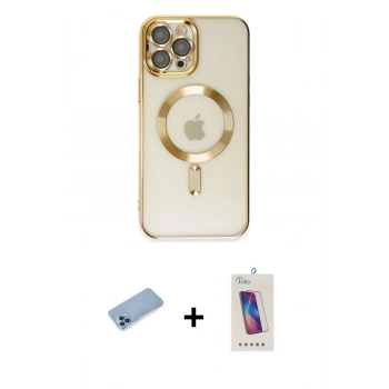MARSİLYAN™- iPhone 12 Pro Max Kılıf Nova Işık Özel Seri - Siyah Joko 5D Cam + Shine Kamera Lens Koruma Cam - MI
