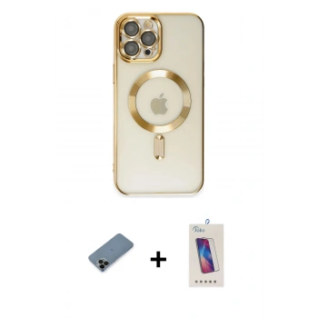 MARSİLYAN™- iPhone 12 Pro Max Kılıf Nova Işık Özel Seri - Siyah Joko 5D Cam + Shine Kamera Lens Koruma Cam - SH