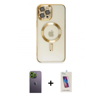 MARSİLYAN™- iPhone 12 Pro Max Kılıf Nova Işık Özel Seri - Siyah Joko 5D Cam + Neon Fosforlu Kamera Lens - YL
