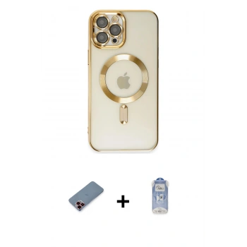 MARSİLYAN™- iPhone 12 Pro Max Kılıf Nova Işık Özel Seri - Siyah Joko Magic 5D Cam + Metal Kamera Lens Koruma Cam - KI
