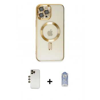 MARSİLYAN™- iPhone 12 Pro Max Kılıf Nova Işık Özel Seri - Siyah Joko Magic 5D Cam + Shine Kamera Lens - GD
