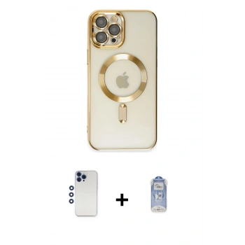 MARSİLYAN™- iPhone 12 Pro Max Kılıf Nova Işık Özel Seri - Siyah Joko Magic 5D Cam + Shine Kamera Lens - LT