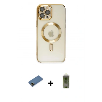 MARSİLYAN™- iPhone 12 Pro Max Kılıf Nova Işık Özel Seri - Siyah Joko Magic 5D Hayalet Cam + Shine Kamera Lens Koruma Cam - GD