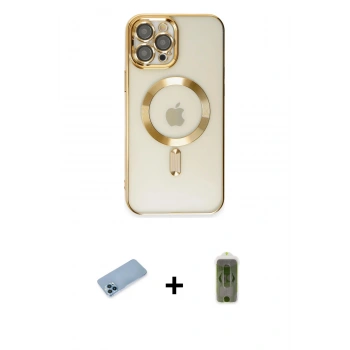 MARSİLYAN™- iPhone 12 Pro Max Kılıf Nova Işık Özel Seri - Siyah Joko Magic 5D Hayalet Cam + Shine Kamera Lens Koruma Cam - MI