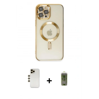 MARSİLYAN™- iPhone 12 Pro Max Kılıf Nova Işık Özel Seri - Siyah Joko Magic 5D Hayalet Cam + Shine Kamera Lens - GD