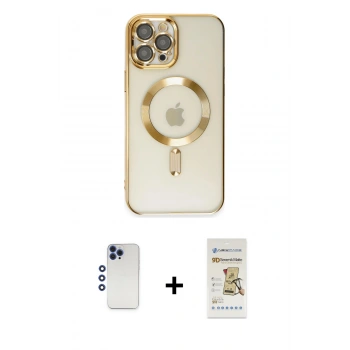 MARSİLYAN™- iPhone 12 Pro Max Kılıf Nova Işık Özel Seri - Siyah Mat Seramik Nano Ekran Koruyucu + Shine Kamera Lens - LT