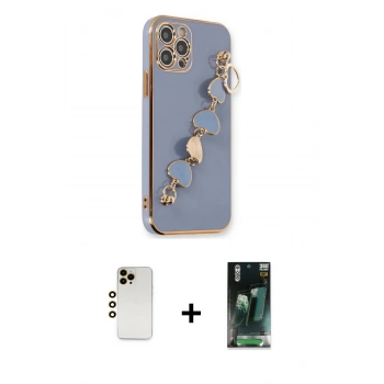 MARSİLYAN™- iPhone 12 Pro Max Kılıf Nova Işık Prime - Şeffaf 360 Full Body Arka Koruyucu + Shine Kamera Lens - GD