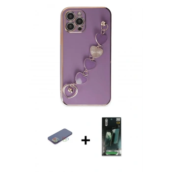 MARSİLYAN™- iPhone 12 Pro Max Kılıf Nova Işık Prime - Şeffaf 360 Full Body Arka Koruyucu + Renkli Kamera Lens Koruma Cam - MI