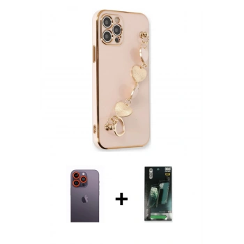 MARSİLYAN™- iPhone 12 Pro Max Kılıf Nova Işık Prime - Şeffaf 360 Full Body Arka Koruyucu + Neon Fosforlu Kamera Lens - TU