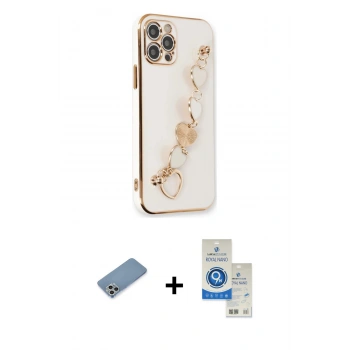 MARSİLYAN™- iPhone 12 Pro Max Kılıf Nova Işık Prime - Şeffaf Royal Nano Ekran Koruyucu + Shine Kamera Lens Koruma Cam - GS