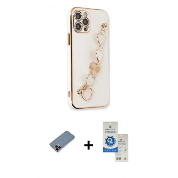 MARSİLYAN™- iPhone 12 Pro Max Kılıf Nova Işık Prime - Şeffaf Royal Nano Ekran Koruyucu + Metal Kamera Lens Koruma Cam - KI
