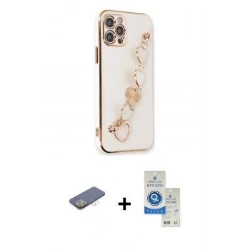 MARSİLYAN™- iPhone 12 Pro Max Kılıf Nova Işık Prime - Şeffaf Royal Nano Ekran Koruyucu + Renkli Kamera Lens Koruma Cam - SI