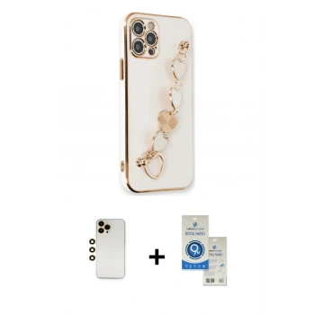 MARSİLYAN™- iPhone 12 Pro Max Kılıf Nova Işık Prime - Şeffaf Royal Nano Ekran Koruyucu + Shine Kamera Lens - GD