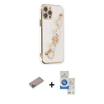 MARSİLYAN™- iPhone 12 Pro Max Kılıf Nova Işık Prime - Şeffaf Royal Nano Ekran Koruyucu + Shine Kamera Lens Koruma Cam - SABE