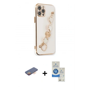 MARSİLYAN™- iPhone 12 Pro Max Kılıf Nova Işık Prime - Şeffaf Royal Nano Ekran Koruyucu + Renkli Kamera Lens Koruma Cam - TU