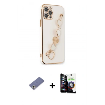 MARSİLYAN™- iPhone 12 Pro Max Kılıf Nova Işık Prime - Şeffaf Temperli Cam Ekran Koruyucu + Metal Kamera Lens Koruma Cam - GD