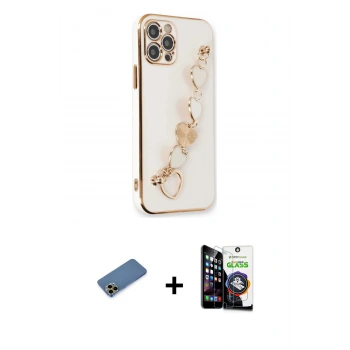 MARSİLYAN™- iPhone 12 Pro Max Kılıf Nova Işık Prime - Şeffaf Temperli Cam Ekran Koruyucu + Shine Kamera Lens Koruma Cam - GD