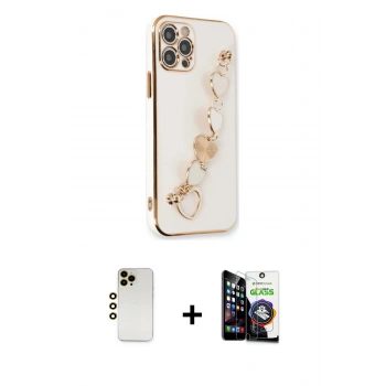 MARSİLYAN™- iPhone 12 Pro Max Kılıf Nova Işık Prime - Şeffaf Temperli Cam Ekran Koruyucu + Shine Kamera Lens - GD