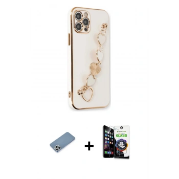 MARSİLYAN™- iPhone 12 Pro Max Kılıf Nova Işık Prime - Şeffaf Temperli Cam Ekran Koruyucu + Shine Kamera Lens Koruma Cam - GS
