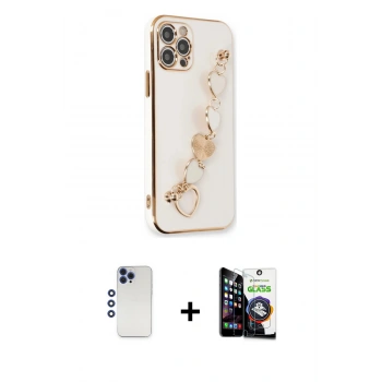 MARSİLYAN™- iPhone 12 Pro Max Kılıf Nova Işık Prime - Şeffaf Temperli Cam Ekran Koruyucu + Shine Kamera Lens - LT