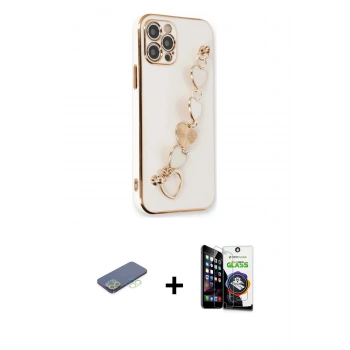 MARSİLYAN™- iPhone 12 Pro Max Kılıf Nova Işık Prime - Şeffaf Temperli Cam Ekran Koruyucu + Renkli Kamera Lens Koruma Cam - YL