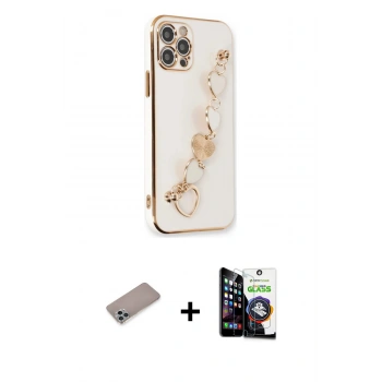 MARSİLYAN™- iPhone 12 Pro Max Kılıf Nova Işık Prime - Şeffaf Temperli Cam Ekran Koruyucu + Shine Kamera Lens Koruma Cam - SABE