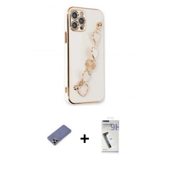 MARSİLYAN™- iPhone 12 Pro Max Kılıf Nova Işık Prime - Şeffaf Uv Polymer Nano Ekran Koruyucu + Metal Kamera Lens Koruma Cam - GD