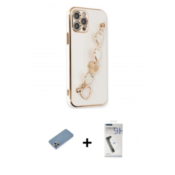 MARSİLYAN™- iPhone 12 Pro Max Kılıf Nova Işık Prime - Şeffaf Uv Polymer Nano Ekran Koruyucu + Shine Kamera Lens Koruma Cam - GS