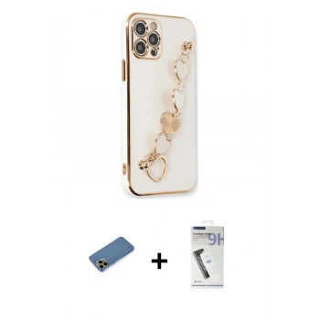 MARSİLYAN™- iPhone 12 Pro Max Kılıf Nova Işık Prime - Şeffaf Uv Polymer Nano Ekran Koruyucu + Shine Kamera Lens Koruma Cam - GD
