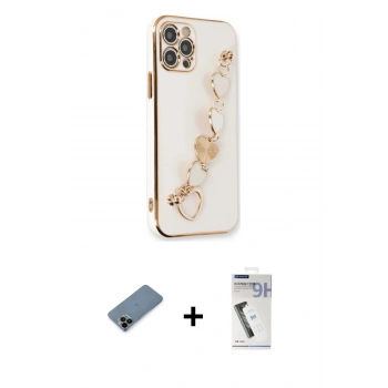 MARSİLYAN™- iPhone 12 Pro Max Kılıf Nova Işık Prime - Şeffaf Uv Polymer Nano Ekran Koruyucu + Shine Kamera Lens Koruma Cam - SH