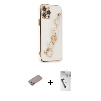 MARSİLYAN™- iPhone 12 Pro Max Kılıf Nova Işık Prime - Şeffaf Uv Polymer Nano Ekran Koruyucu + Shine Kamera Lens Koruma Cam - SABE
