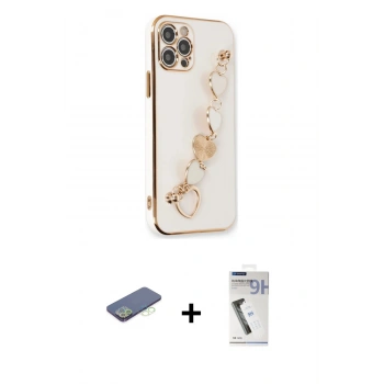 MARSİLYAN™- iPhone 12 Pro Max Kılıf Nova Işık Prime - Şeffaf Uv Polymer Nano Ekran Koruyucu + Renkli Kamera Lens Koruma Cam - YL