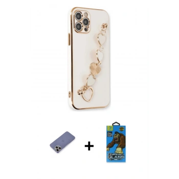MARSİLYAN™- iPhone 12 Pro Max Kılıf Nova Işık Prime - Siyah 18D Cam Ekran Koruyucu + Metal Kamera Lens Koruma Cam - GD