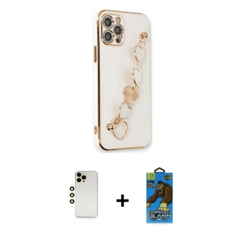 MARSİLYAN™- iPhone 12 Pro Max Kılıf Nova Işık Prime - Siyah 18D Cam Ekran Koruyucu + Shine Kamera Lens - GD