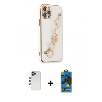 MARSİLYAN™- iPhone 12 Pro Max Kılıf Nova Işık Prime - Siyah 18D Cam Ekran Koruyucu + Shine Kamera Lens - LT