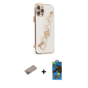 MARSİLYAN™- iPhone 12 Pro Max Kılıf Nova Işık Prime - Siyah 18D Cam Ekran Koruyucu + Shine Kamera Lens Koruma Cam - SABE