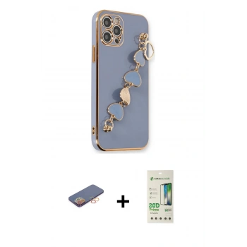 MARSİLYAN™- iPhone 12 Pro Max Kılıf Nova Işık Prime - Siyah 20D Premium Cam Ekran Koruyucu + Renkli Kamera Lens Koruma Cam - TU