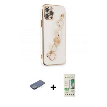 MARSİLYAN™- iPhone 12 Pro Max Kılıf Nova Işık Prime - Siyah 20D Premium Cam Ekran Koruyucu + Renkli Kamera Lens Koruma Cam - YL