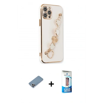MARSİLYAN™- iPhone 12 Pro Max Kılıf Nova Işık Prime - Siyah 5D Eko Cam Ekran Koruyucu + Shine Kamera Lens Koruma Cam - GI