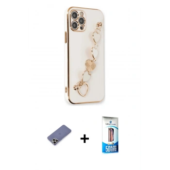 MARSİLYAN™- iPhone 12 Pro Max Kılıf Nova Işık Prime - Siyah 5D Eko Cam Ekran Koruyucu + Metal Kamera Lens Koruma Cam - GD