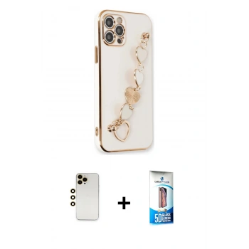 MARSİLYAN™- iPhone 12 Pro Max Kılıf Nova Işık Prime - Siyah 5D Eko Cam Ekran Koruyucu + Shine Kamera Lens - GD