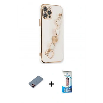 MARSİLYAN™- iPhone 12 Pro Max Kılıf Nova Işık Prime - Siyah 5D Eko Cam Ekran Koruyucu + Metal Kamera Lens Koruma Cam - KI