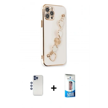 MARSİLYAN™- iPhone 12 Pro Max Kılıf Nova Işık Prime - Siyah 5D Eko Cam Ekran Koruyucu + Shine Kamera Lens - LT