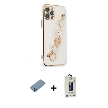 MARSİLYAN™- iPhone 12 Pro Max Kılıf Nova Işık Prime - Siyah Bilvis Hayalet Cam Ekran Koruyucu + Shine Kamera Lens Koruma Cam - GI